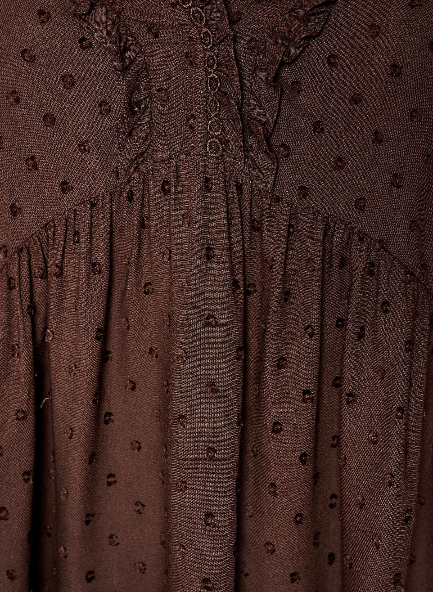 ZizziBlouse en viscose avec texture &agrave; pois et col V, Marron, Packshot image number 2