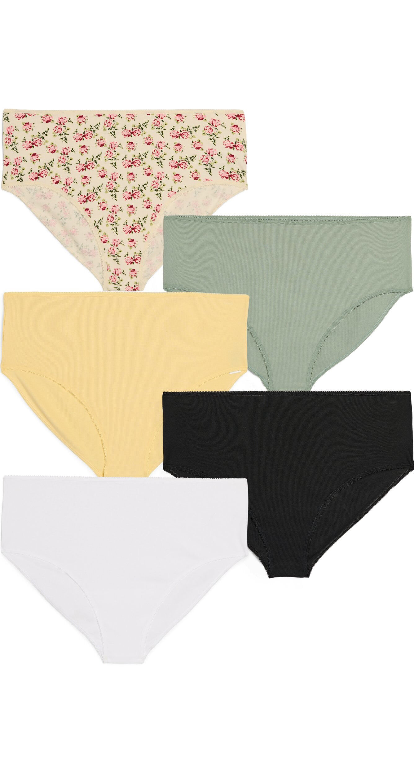 Lot de 5 culottes c&ocirc;tel&eacute;es en coton