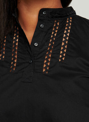 Tunique en coton manches 3/4, Black, Model image number 2