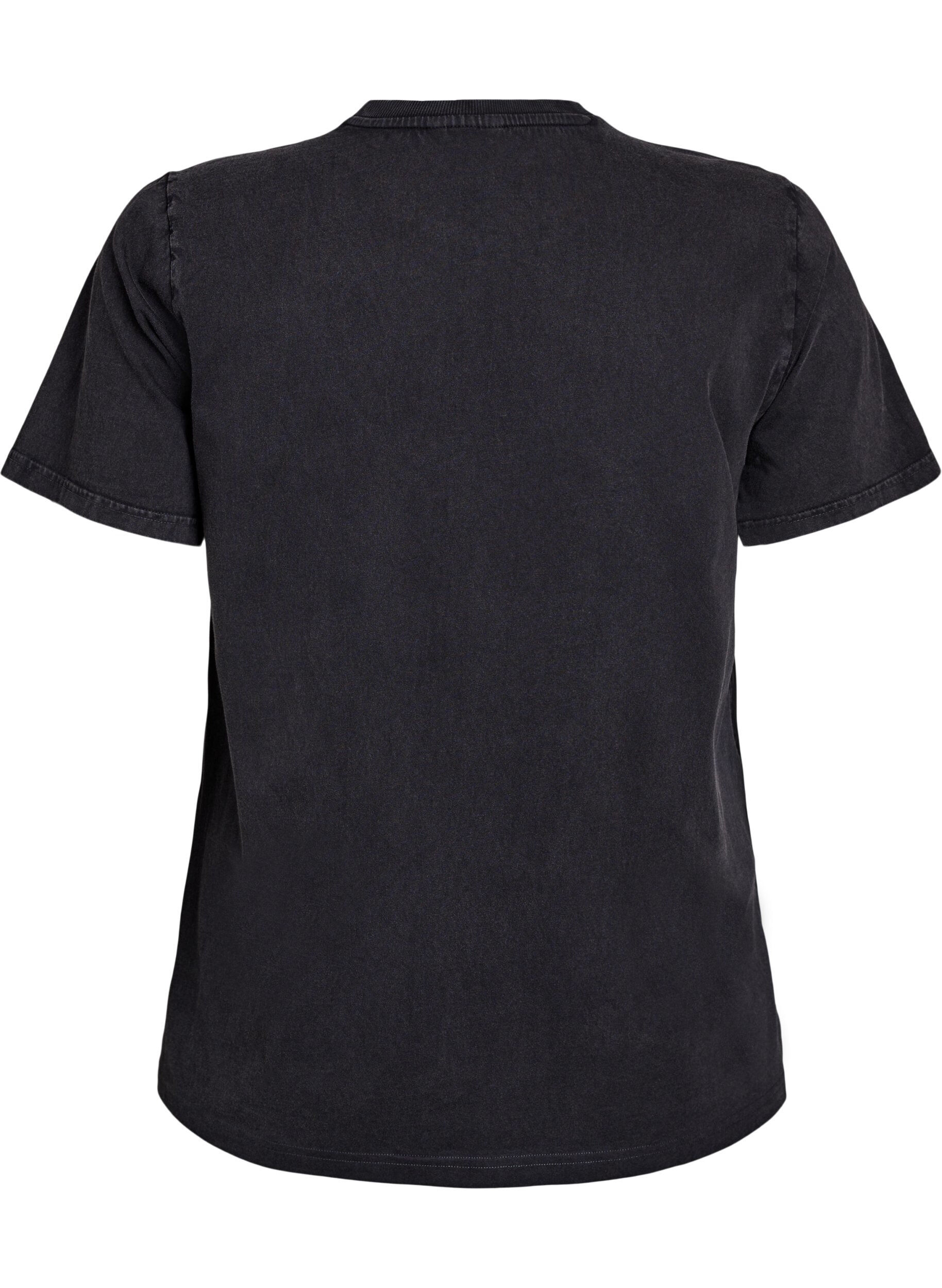 Zizzi T-shirt en coton bio avec imprim&eacute; original, Gris, Packshot image number 1