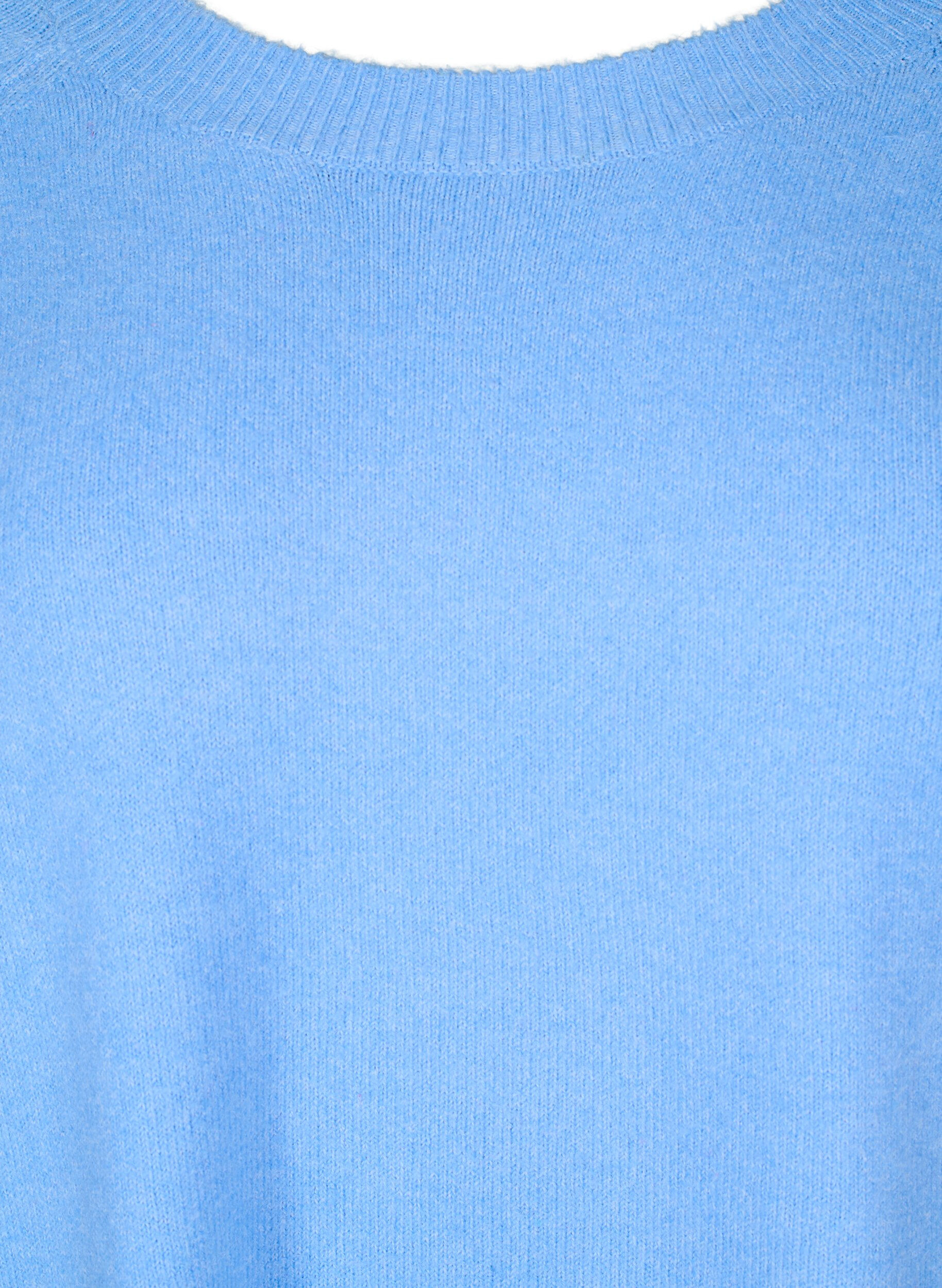 Zizzi Chemisier long en maille avec d&eacute;tail de bouton sur le c&ocirc;t&eacute;, Della R. Blue Mel., Packshot image number 2