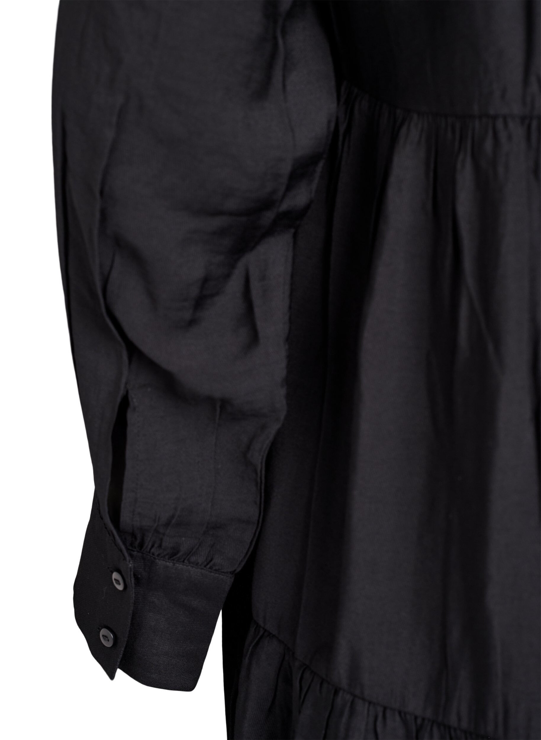 Zizzi Robe trap&egrave;ze avec col &agrave; volants, Noir, Packshot image number 3