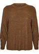 Blouse en maille c&ocirc;tel&eacute;e avec d&eacute;tails de boutons, Marron, Packshot image number 0