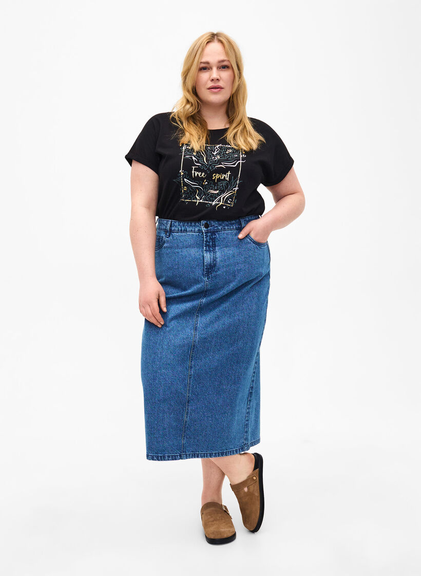 T-shirt en coton biologique avec imprimé doré, Black W. Free, Model image number 3