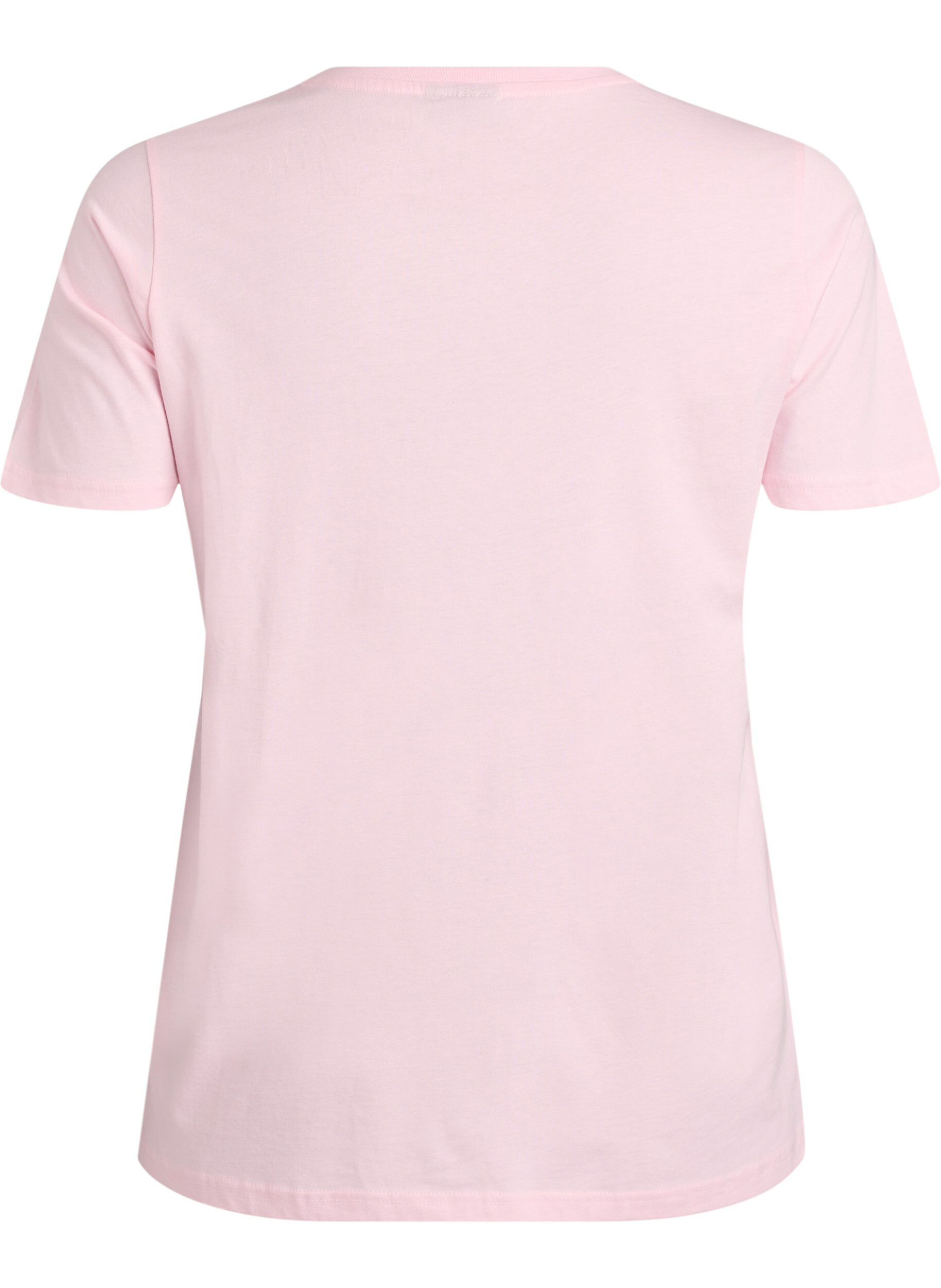 Zizzi T-shirt en coton avec un d&eacute;tail d&eacute;coratif sur le devant, Rose, Packshot image number 1
