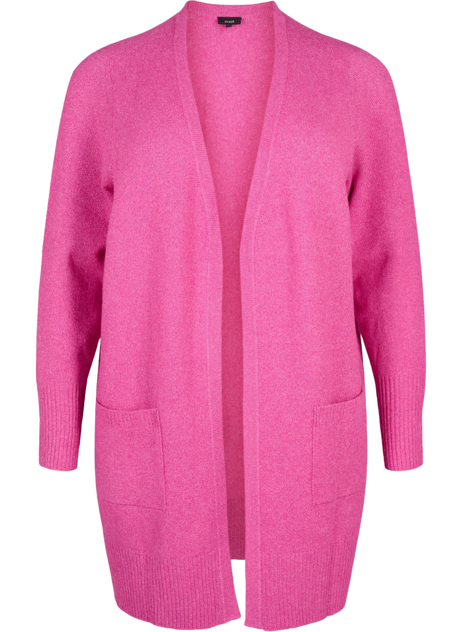 Zizzi Cardigan en tricot c&ocirc;tel&eacute; avec poches, Rose, Packshot image number 0