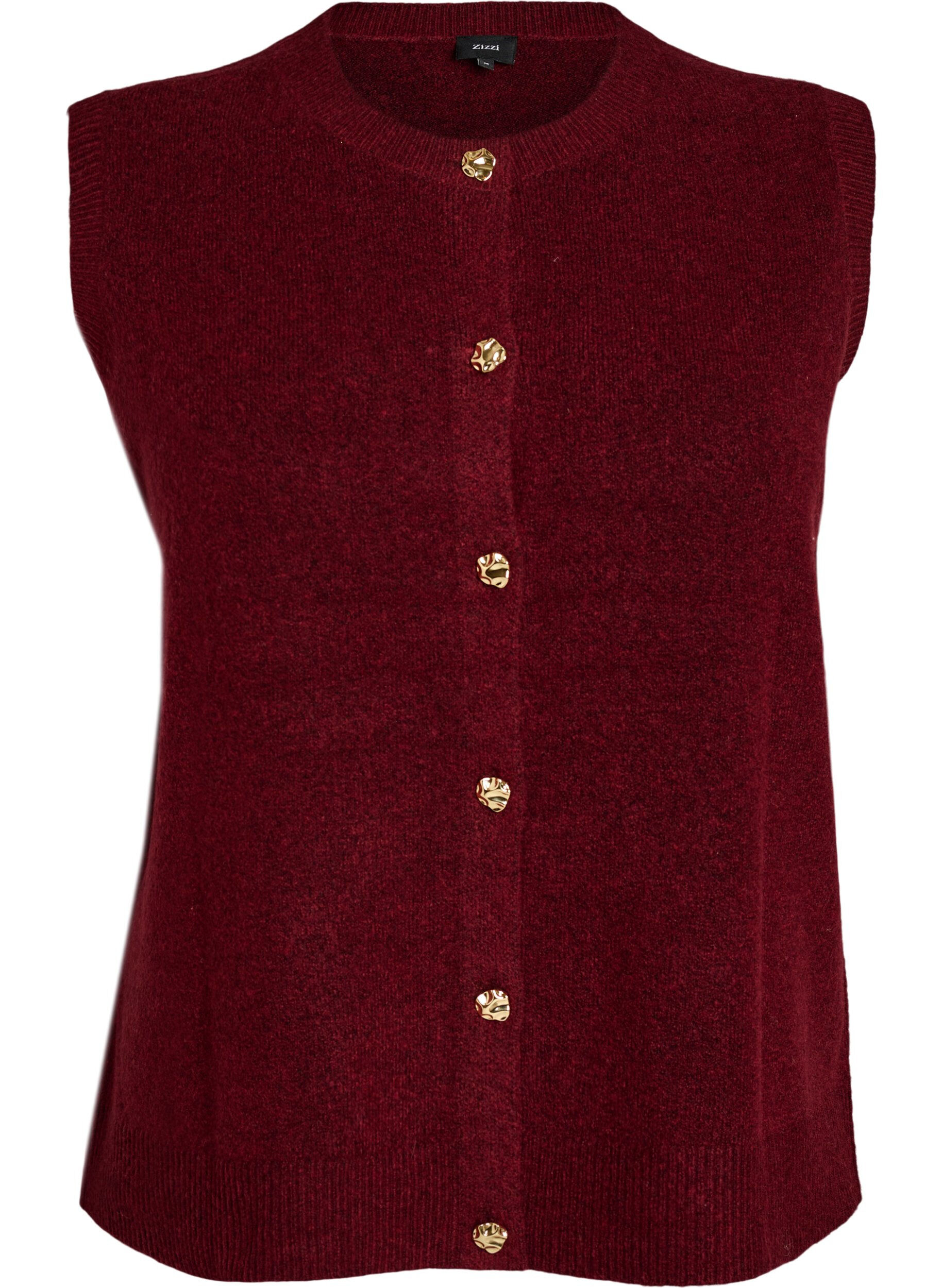 ZizziGilet en maille &agrave; boutons d&eacute;coratifs, Bordeaux fonc&eacute;, Packshot image number 0