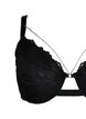 Soutien-gorge couvrant en dentelle avec détail chaîne, Black, Packshot image number 2