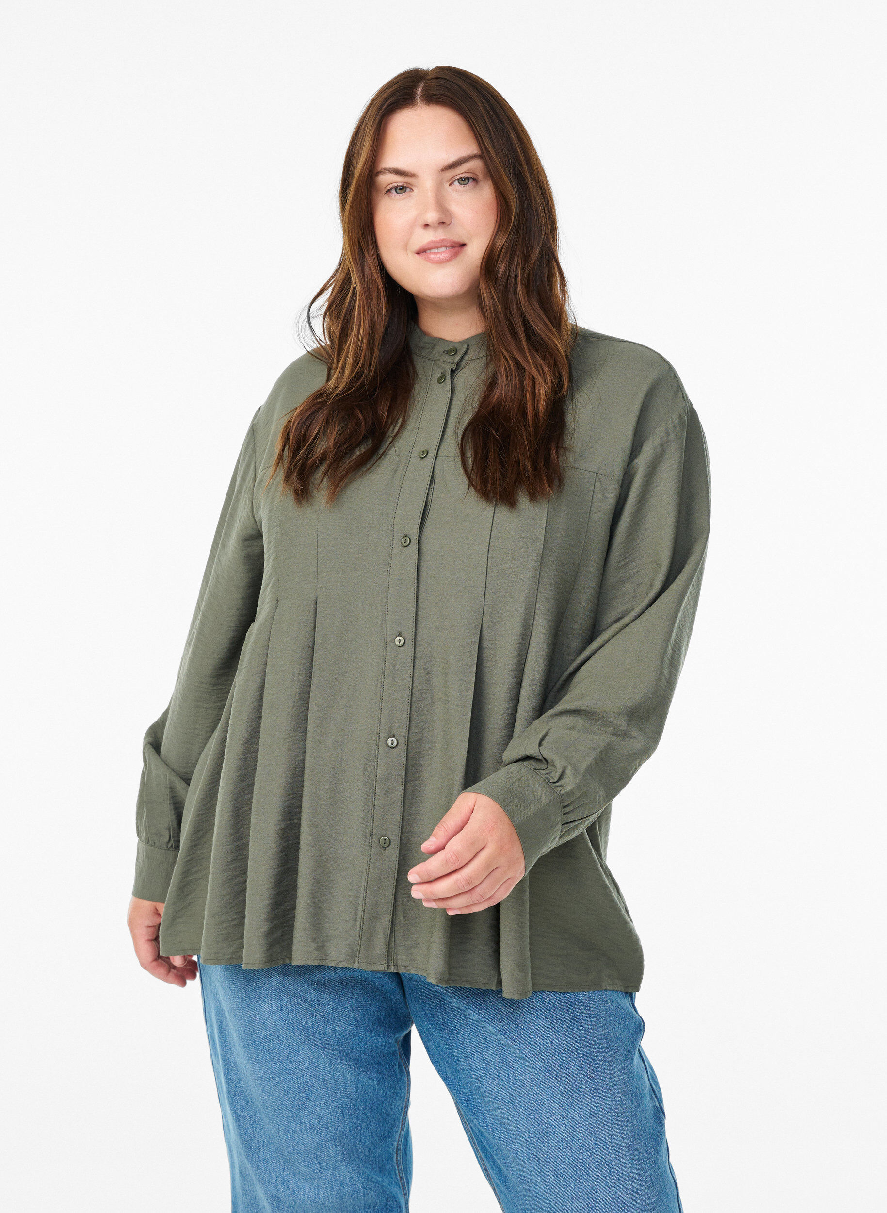 Chemise &eacute;vas&eacute;e en viscose, Vert, Model