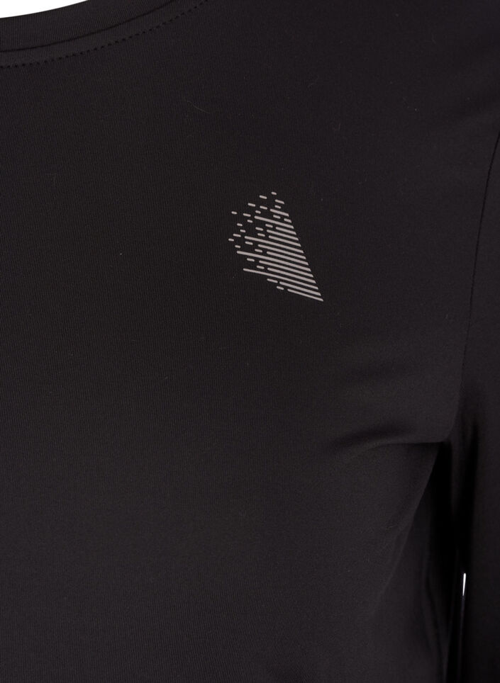 T-shirt fitness &agrave; manches longues, Noir, Packshot image number 2