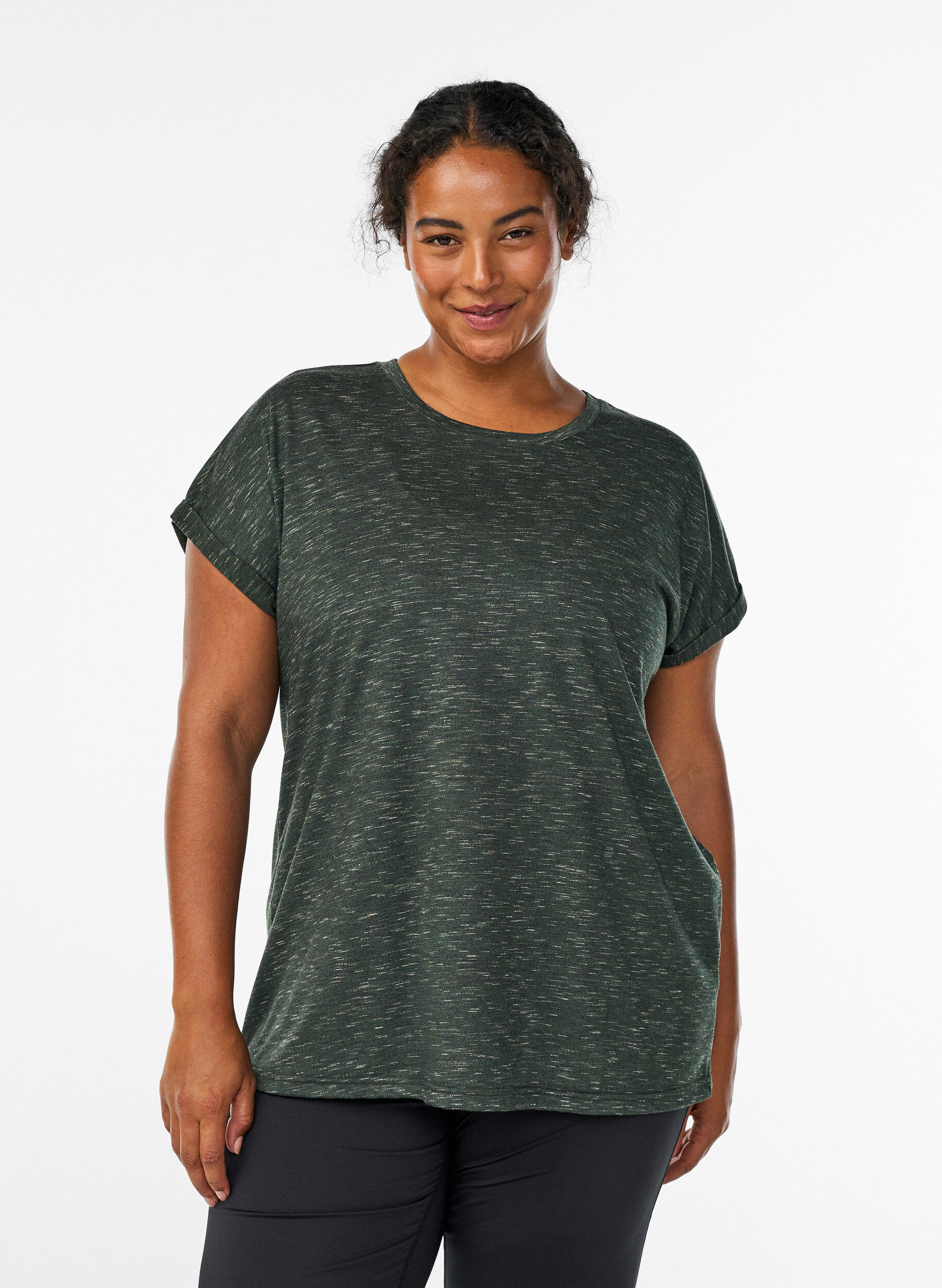 ZizziT-shirt d'entra&icirc;nement ample &agrave; manches courtes, Vert Kaki, Model image number 0