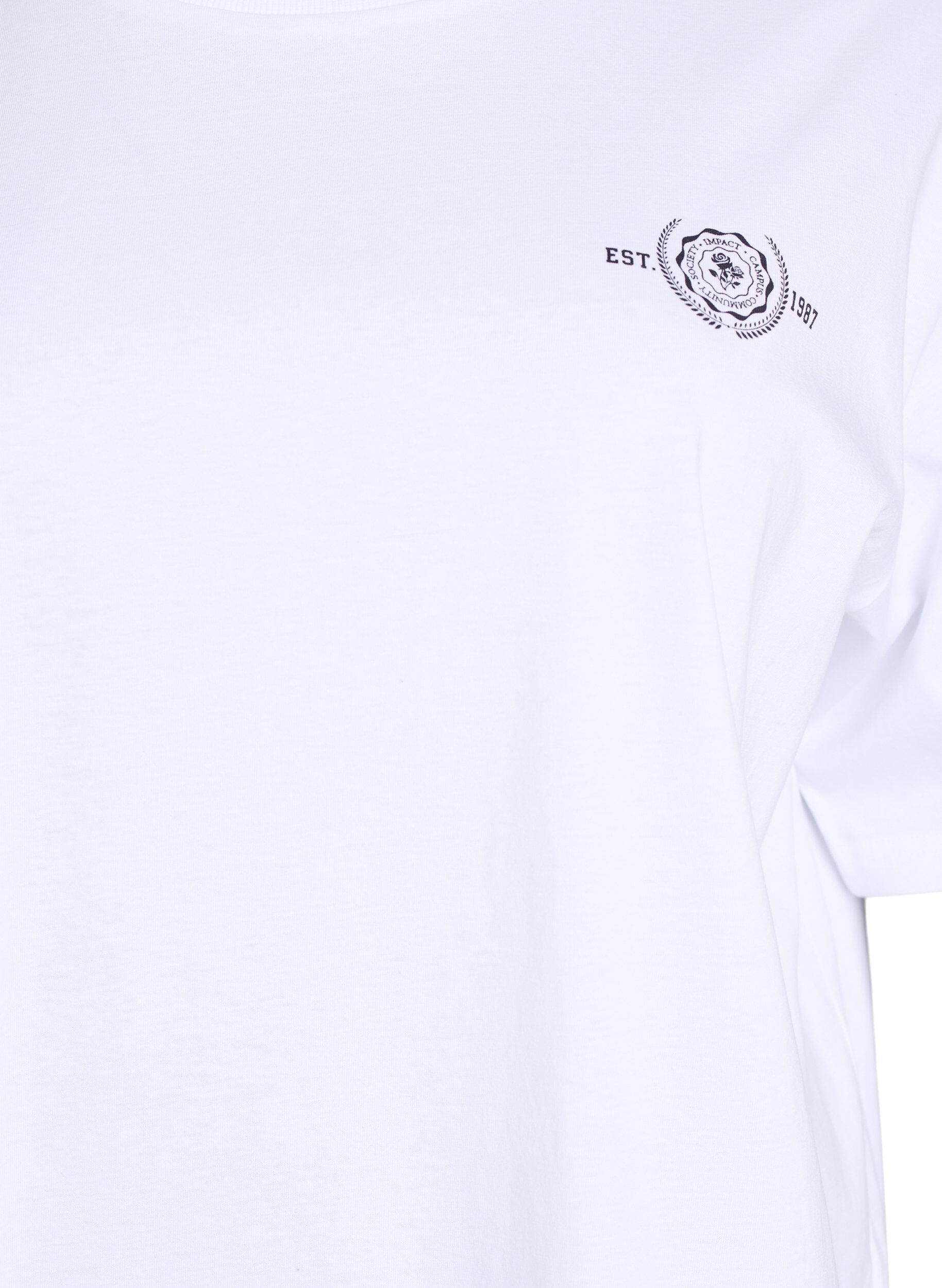 Zizzi T-shirt oversize avec impression au dos, Blanc, Packshot image number 2