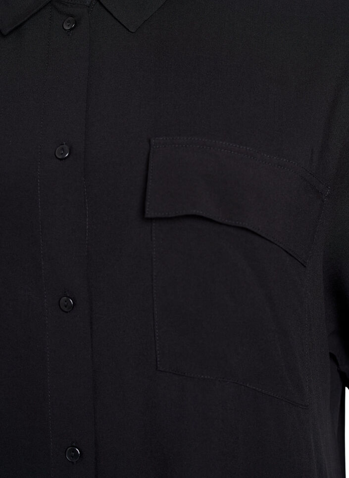 FLASH – Robe chemise longue avec manches courtes, Noir, Packshot image number 2