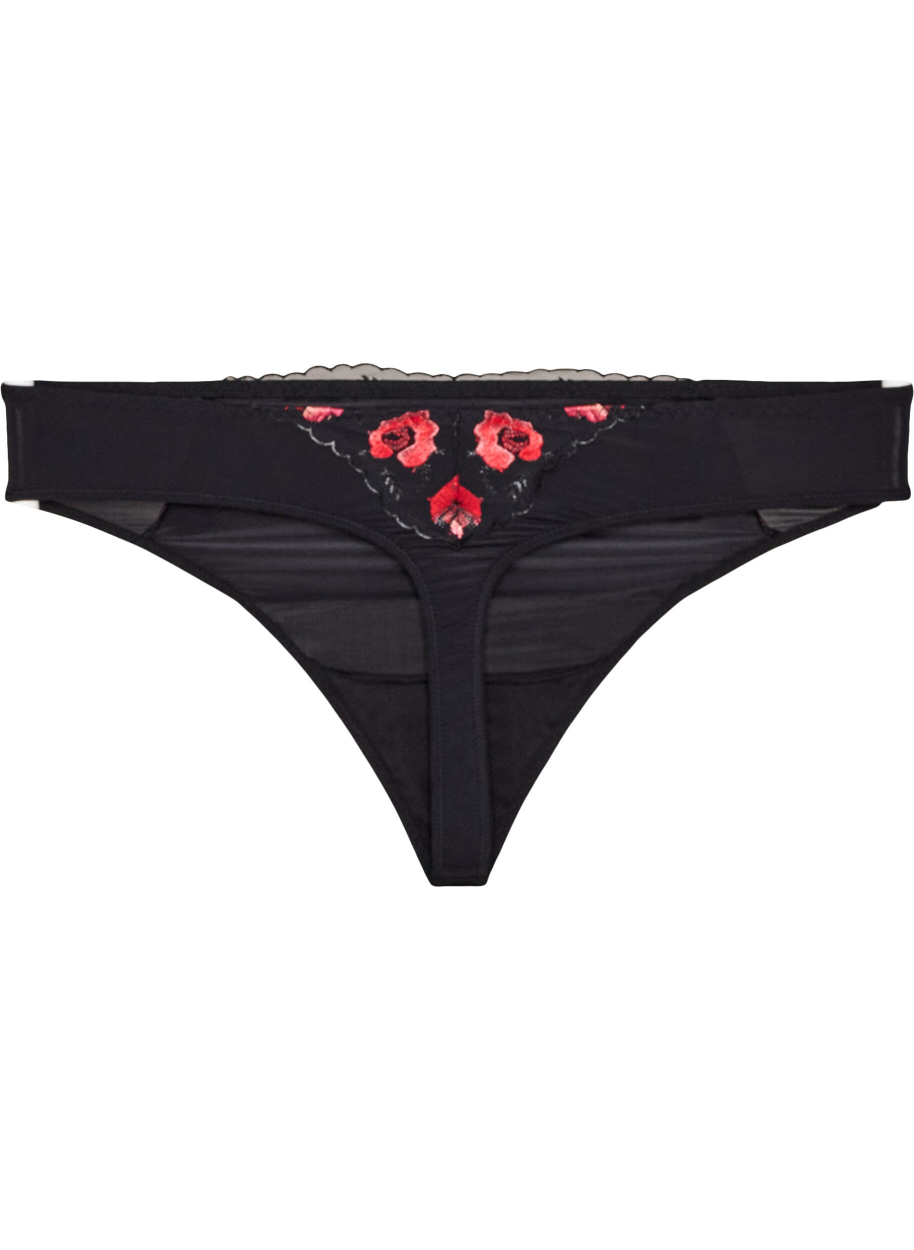 ZizziString en microfibre avec broderie florale, Noir, Packshot image number 1