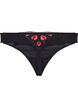 String en microfibre avec broderie florale, Noir, Packshot image number 1
