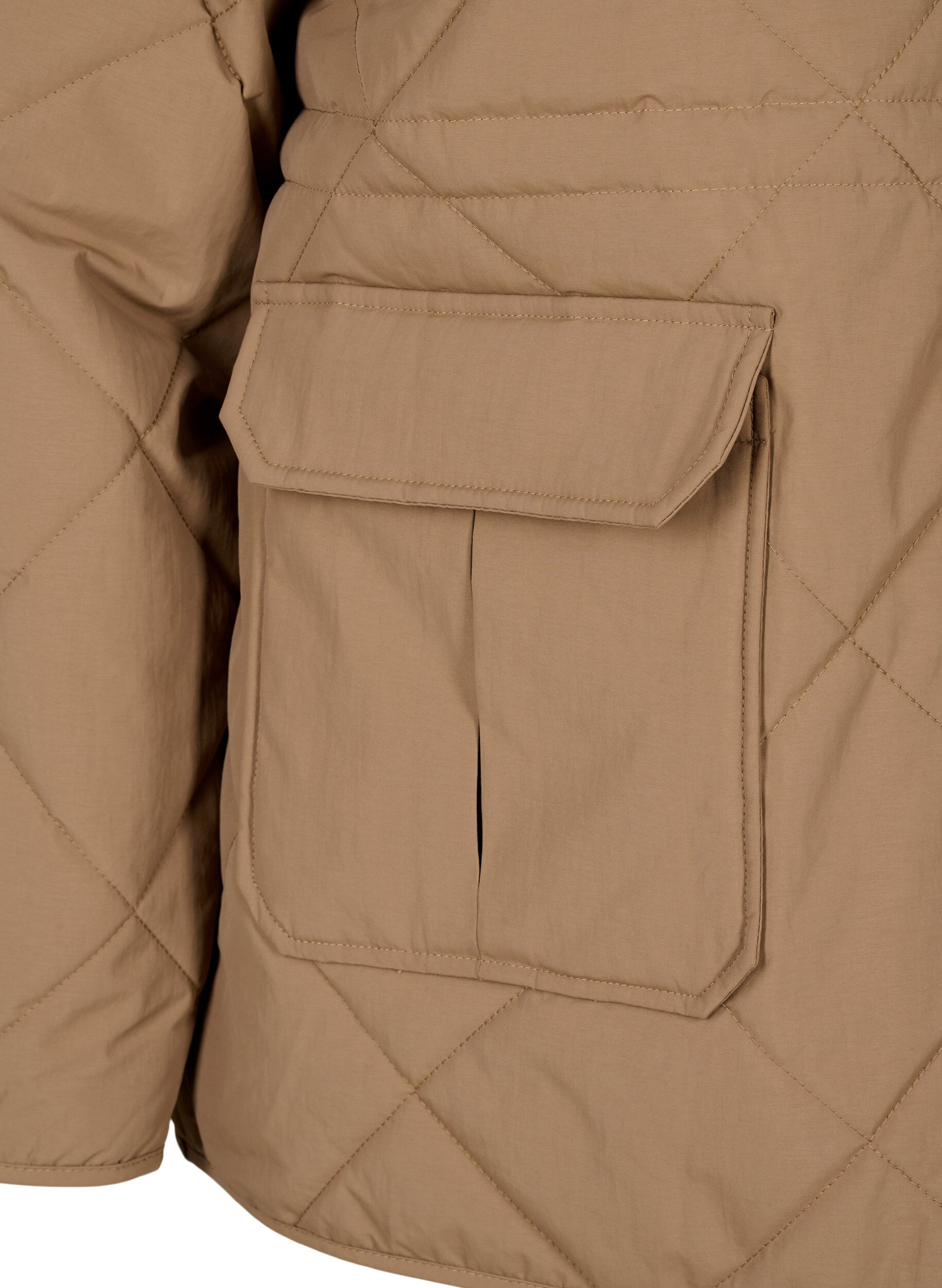 Zizzi Veste matelass&eacute;e avec col et poches, Camel, Packshot image number 3