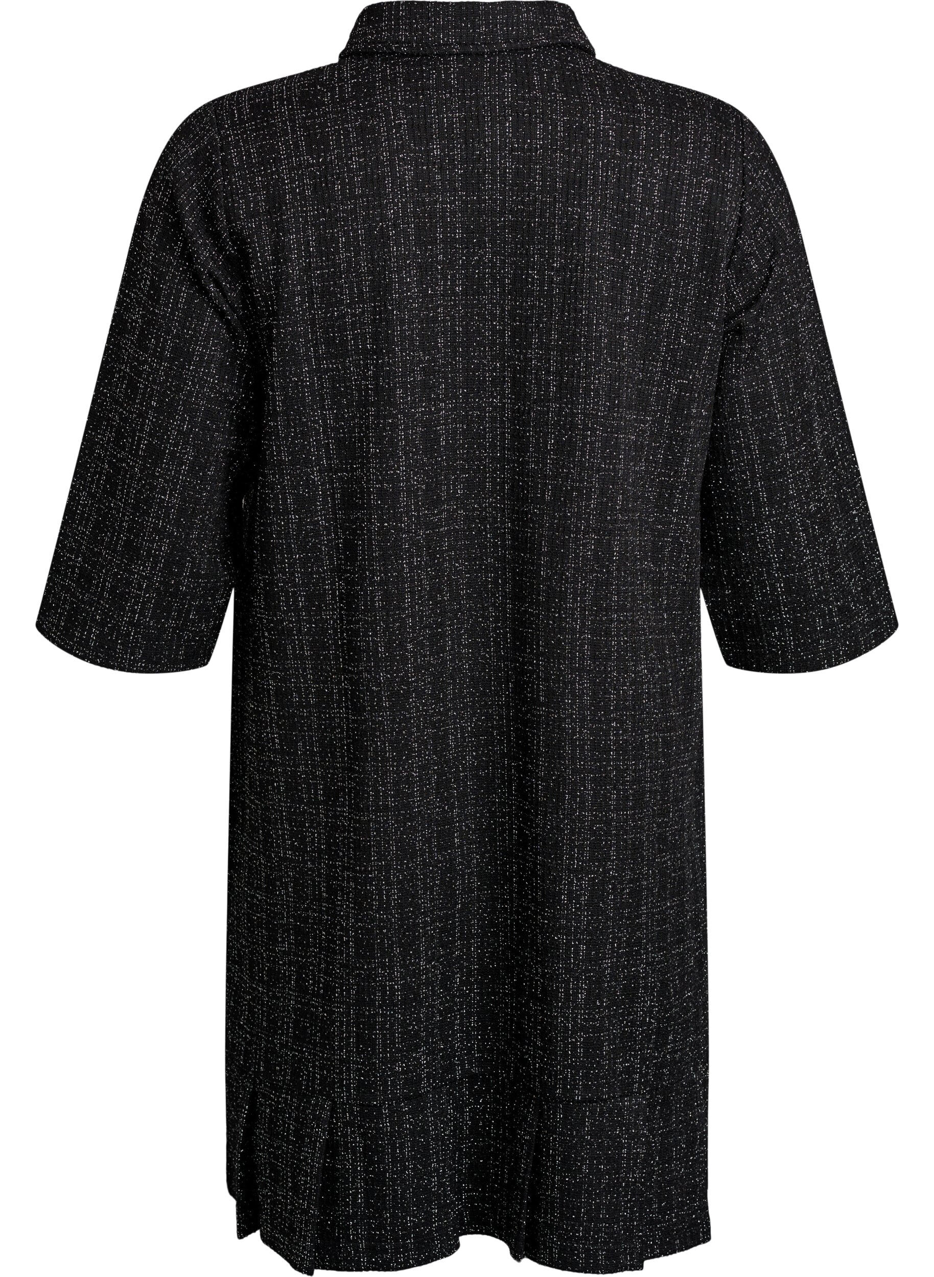 ZizziRobe courte en boucl&eacute; avec boutons d&eacute;coratifs, Noir, Packshot image number 1