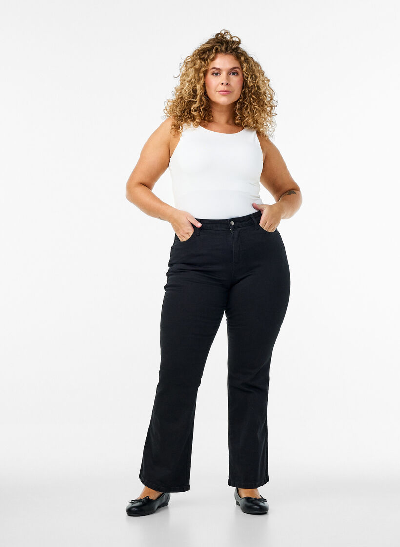 Ellen jeans bootcut avec taille haute, Noir, Model image number 0