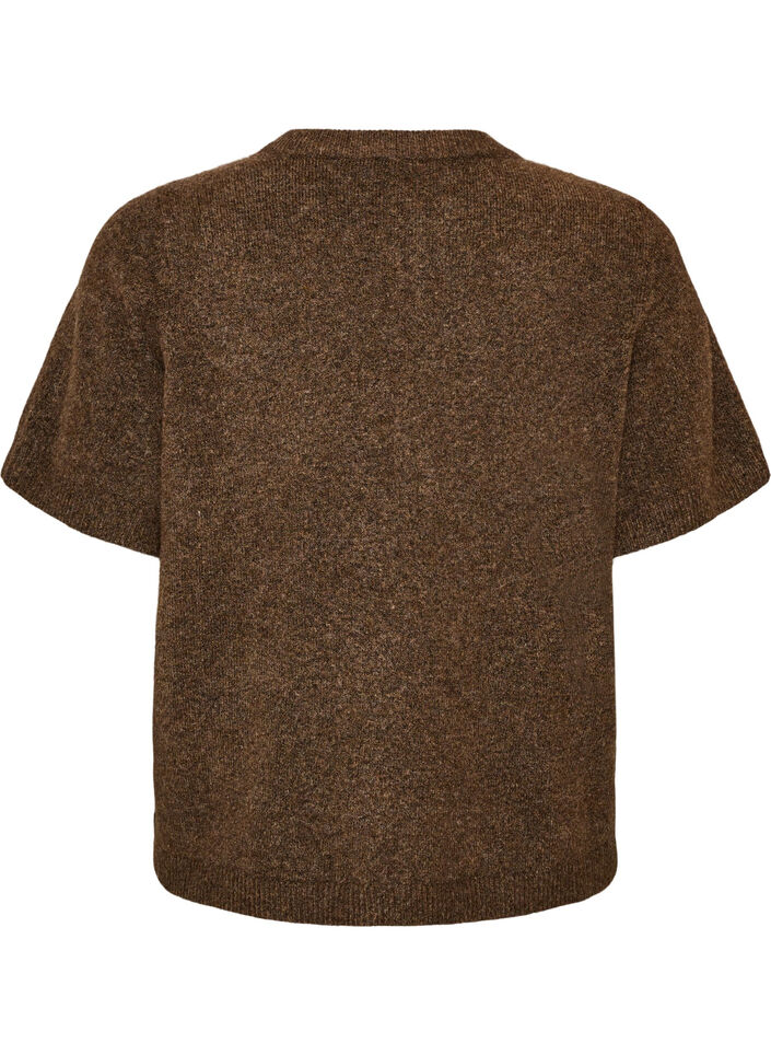 Cardigan en maille avec manches courtes, Marron, Packshot image number 1