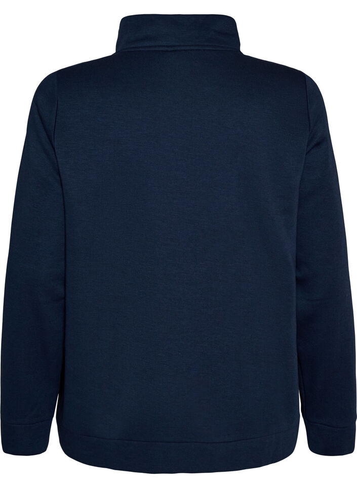Sweat-shirt avec col montant et fermeture zipp&eacute;e, Bleu, Packshot image number 1