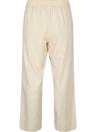 Pantalon taille haute en coton et en lin, Whitecap Gray, Packshot image number 1