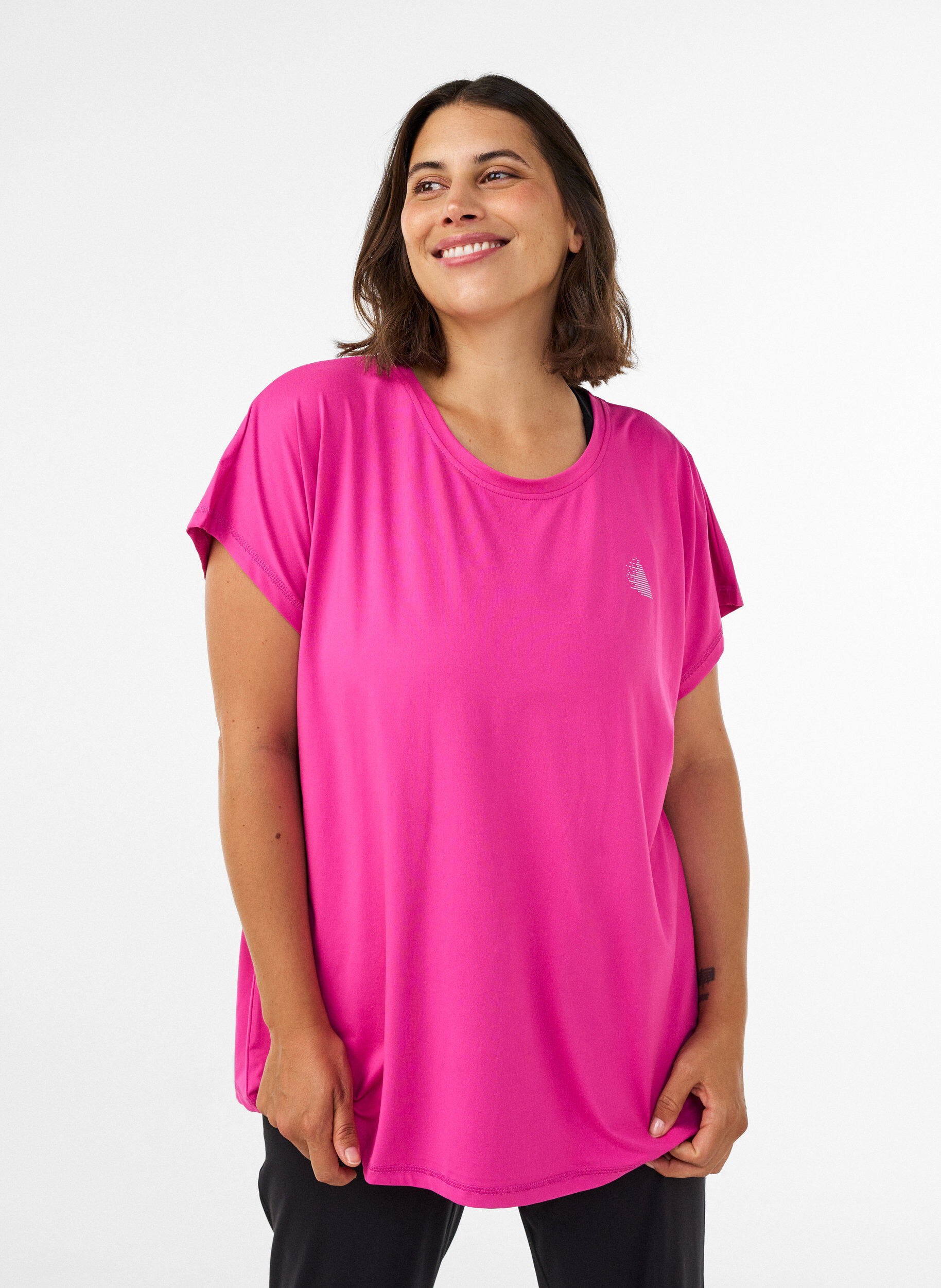 ZizziT-shirt de sport couleur unie, Rose, Model image number 0