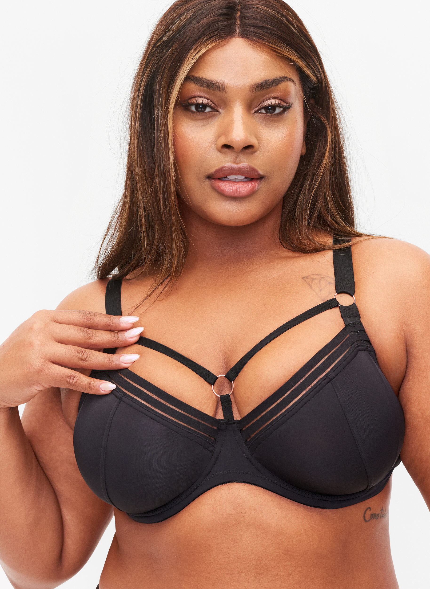 Zizzi Soutien-gorge &agrave; armatures avec string, Black, Model image number 2