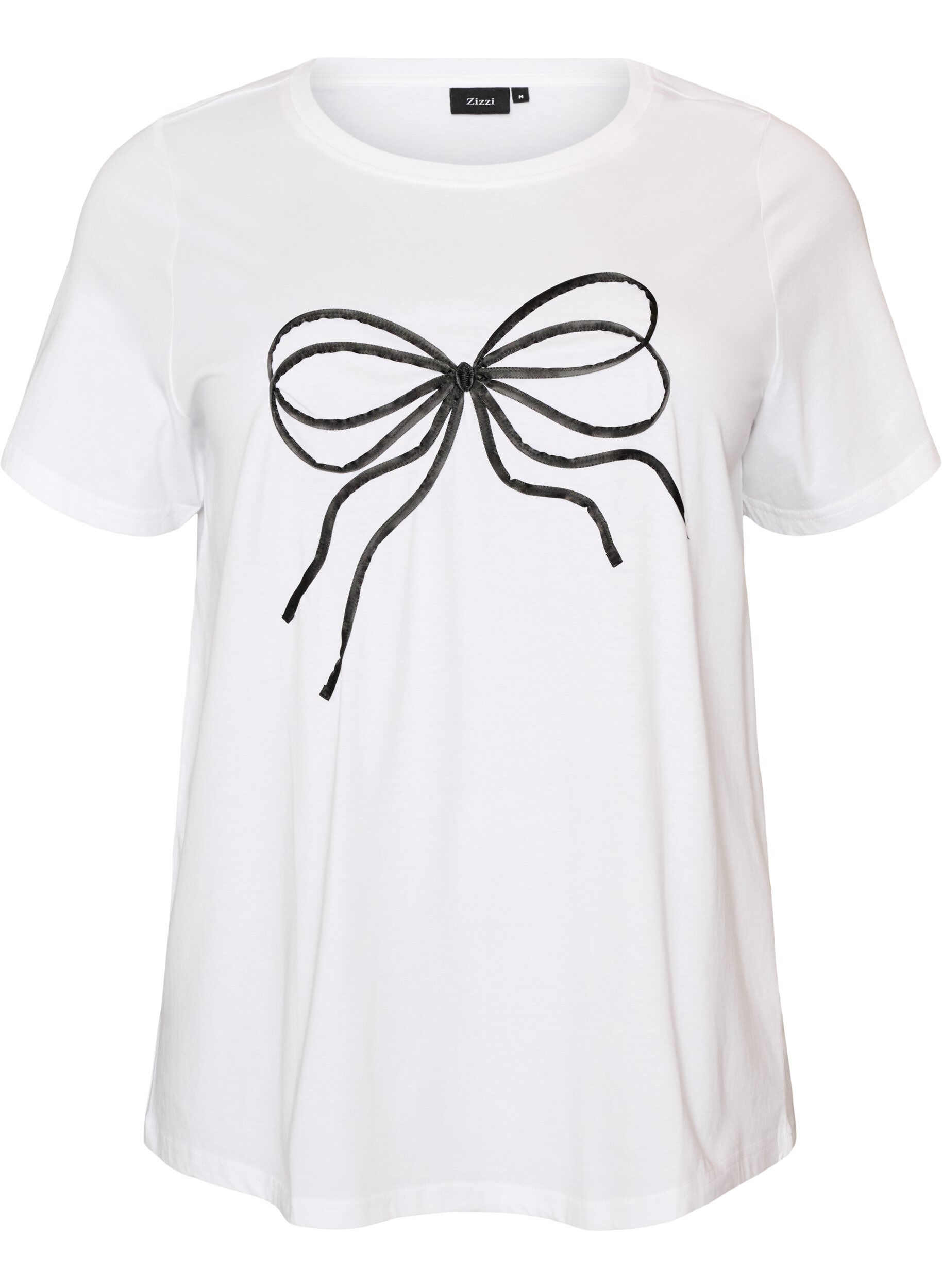 ZizziT-shirt en coton biologique avec motif d&eacute;coratif, Blanc, Packshot image number 0