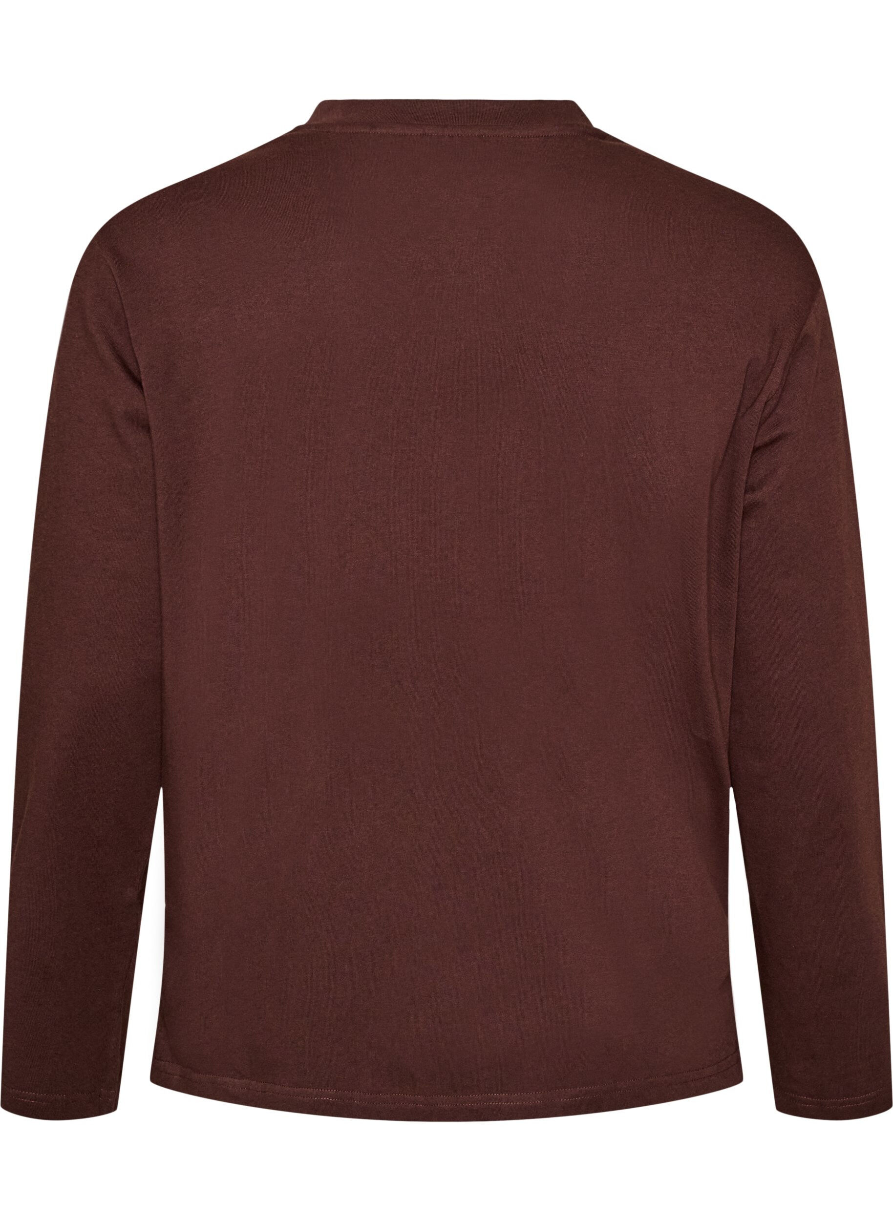 ZizziT-shirt Basic &agrave; manches longues, Marron, Packshot image number 1