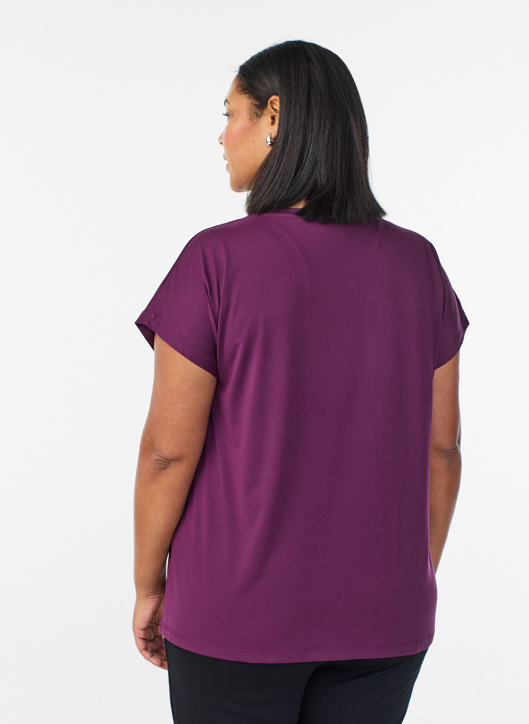 ZizziT-shirt de sport couleur unie, Violet, Model image number 2