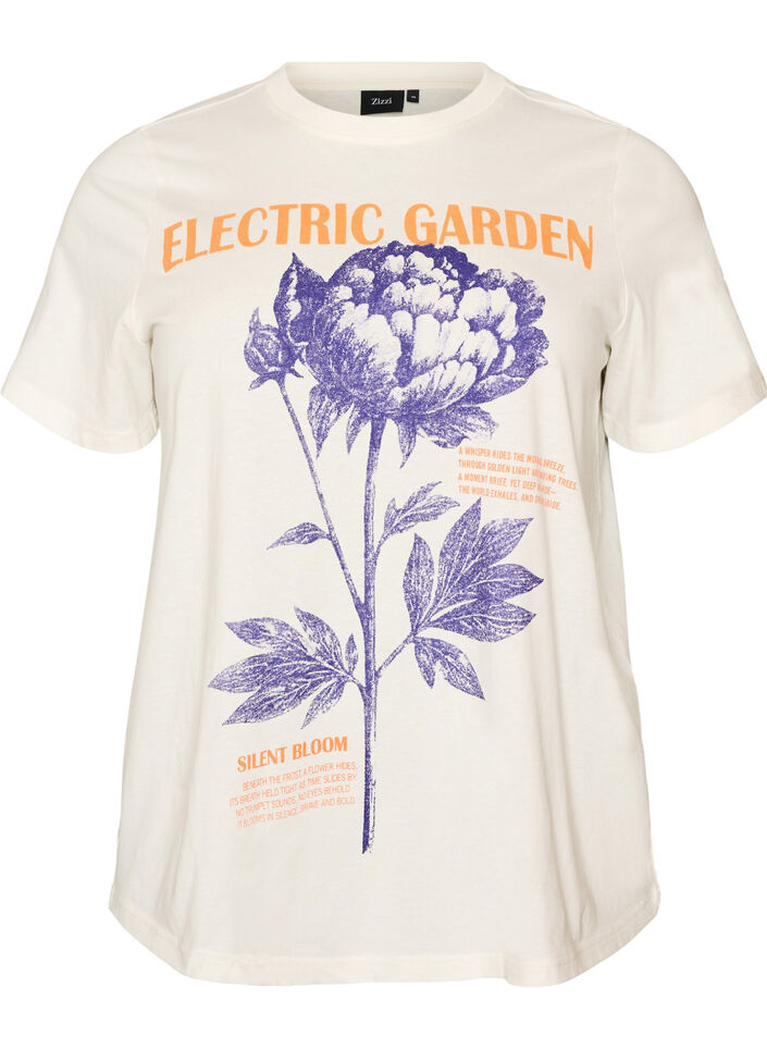 T-shirt en coton avec imprim&eacute;, Blanc, Packshot image number 0