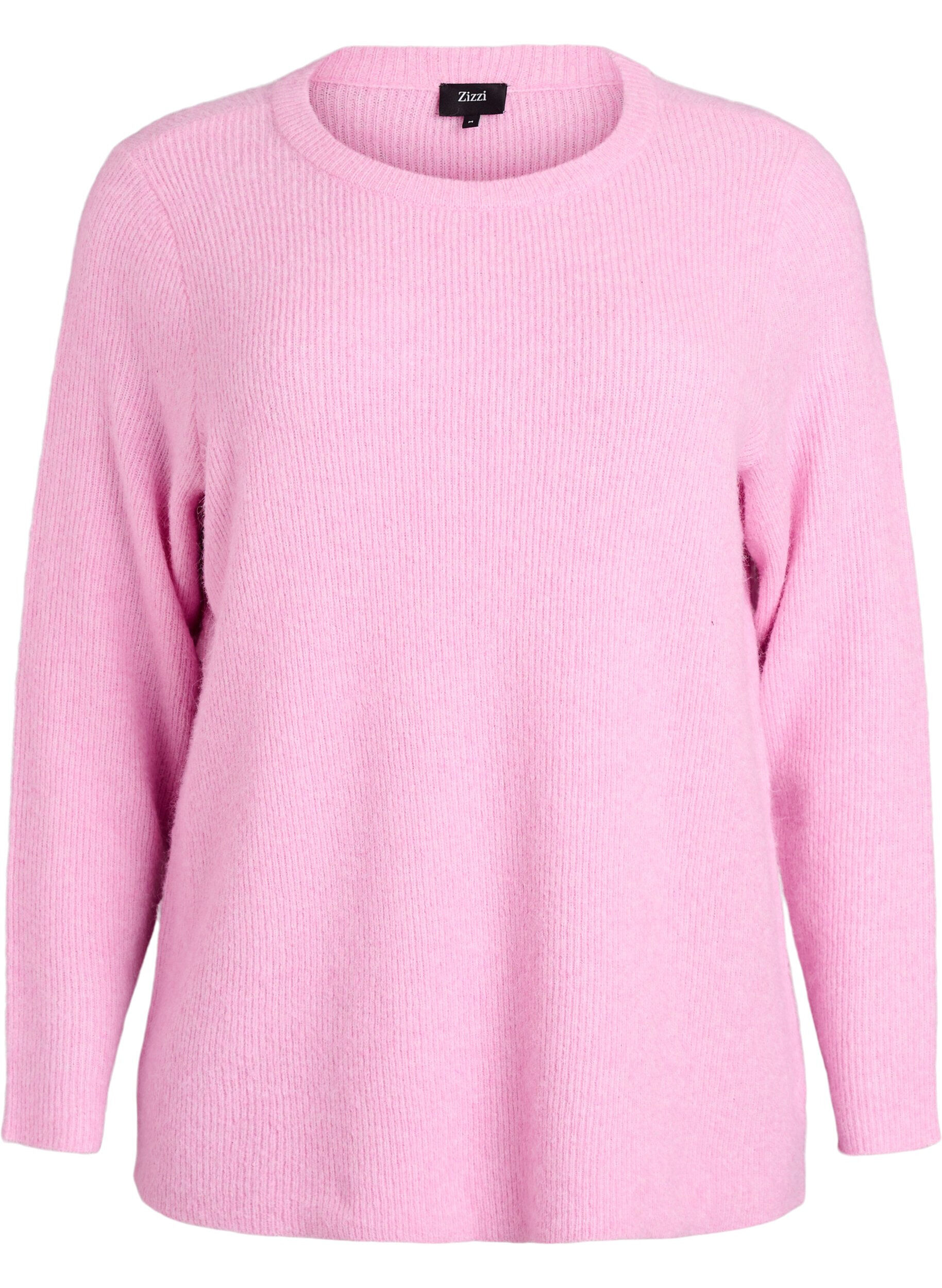 ZizziBlouse en maille chin&eacute;e &agrave; col rond, Rose, Packshot image number 0