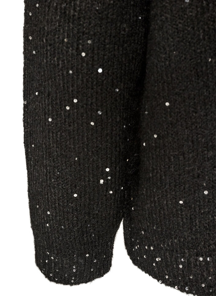 Cardigan avec sequins et boutons, Noir, Packshot image number 3