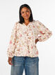Blouse fleurie en lin et viscose &agrave; manches longues, Vanille, Model image number 0