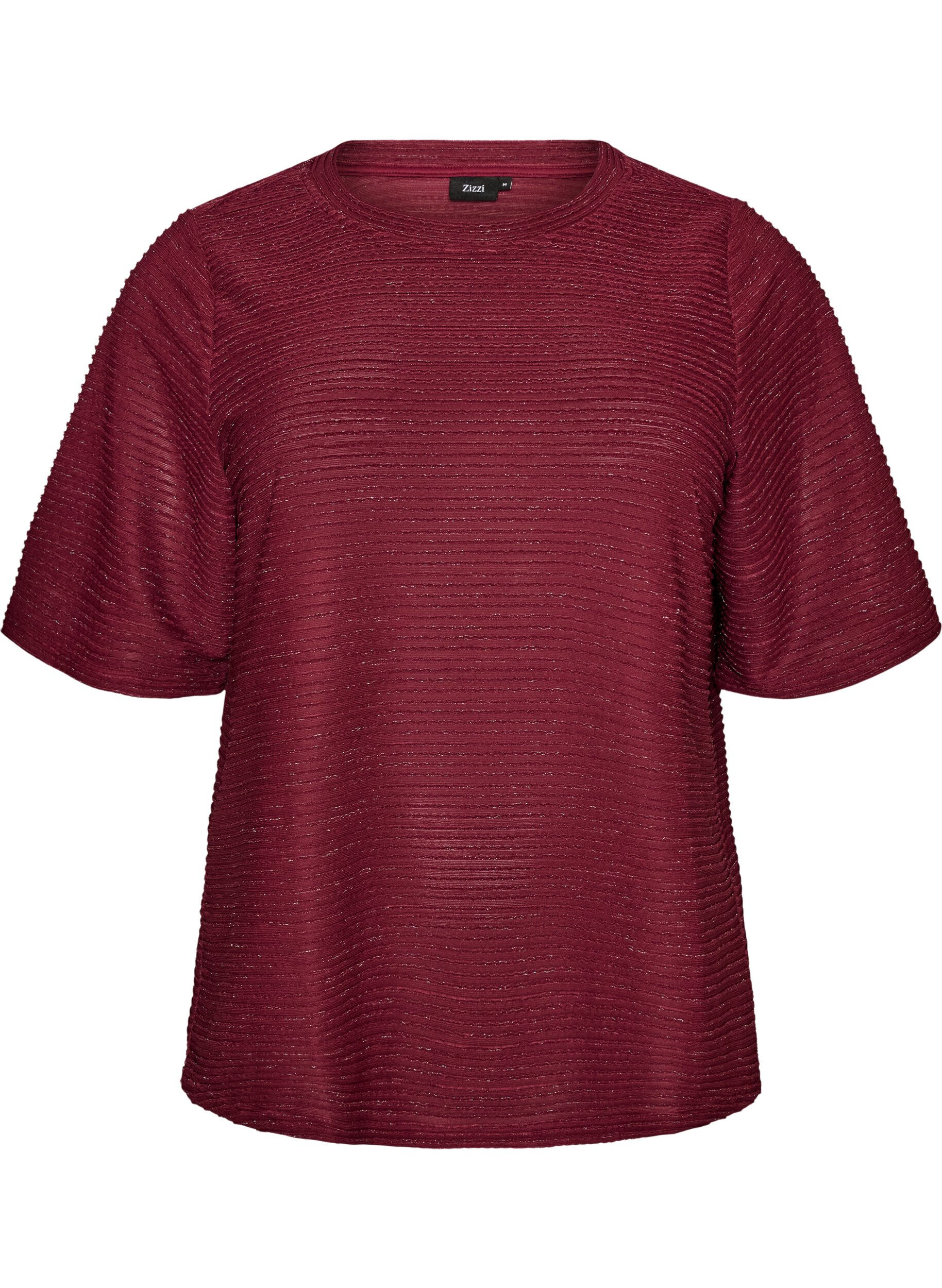 ZizziBlouse textur&eacute;e avec paillettes, Bordeaux, Packshot image number 0