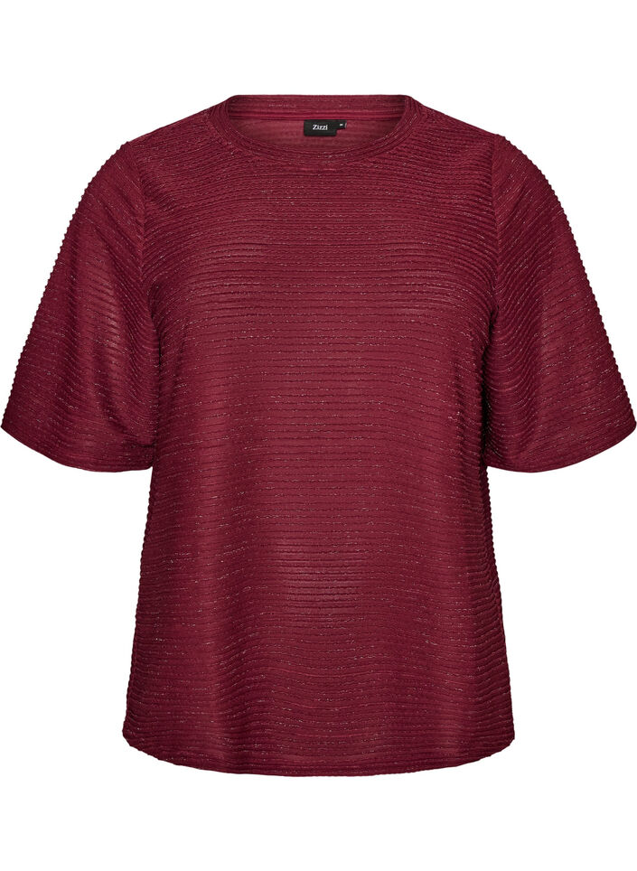 Blouse textur&eacute;e avec paillettes, Bordeaux, Packshot image number 0