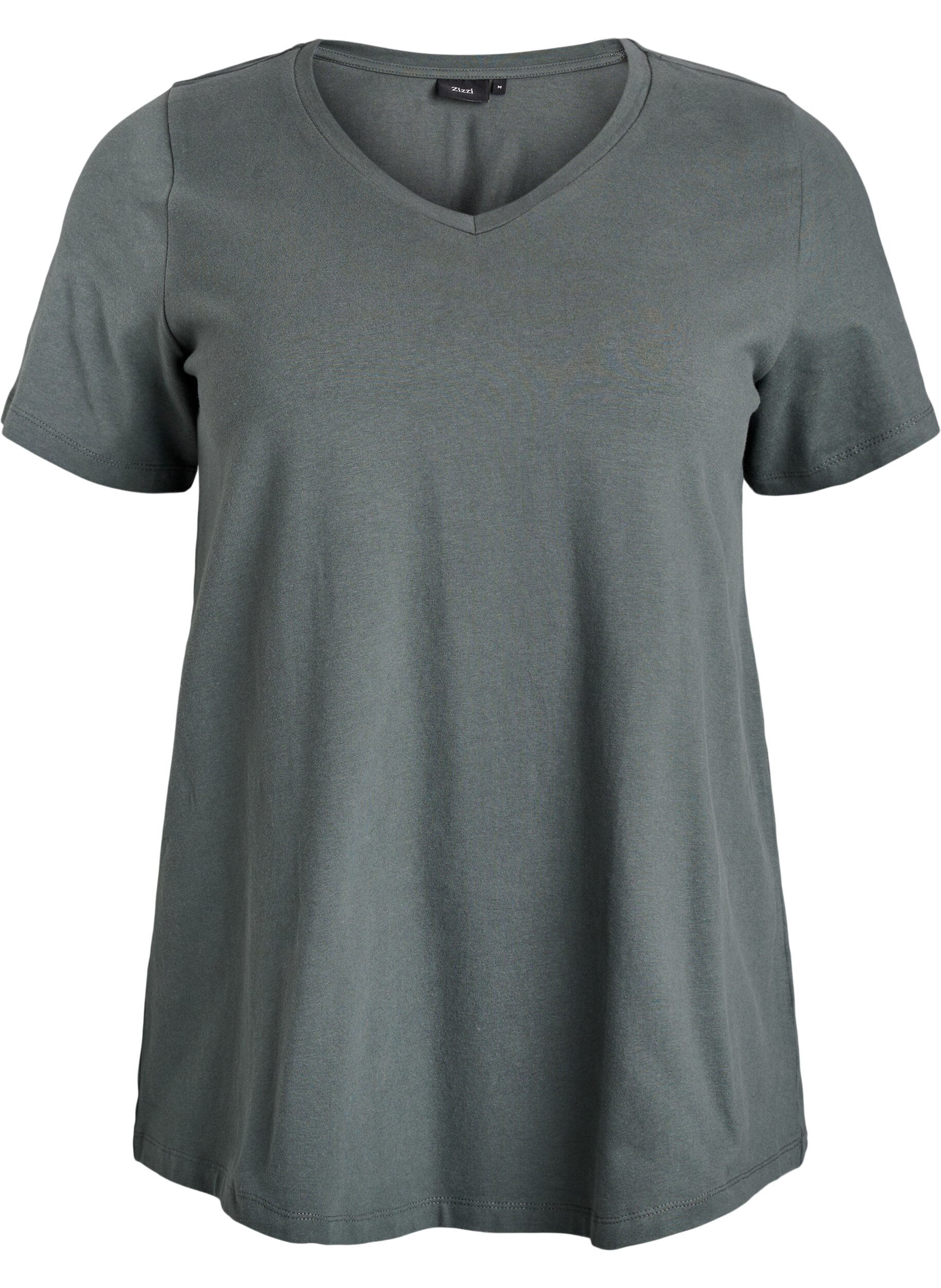 ZizziT-shirt en coton uni basique, Vert fonc&eacute;, Packshot image number 0
