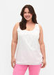 Top en coton avec bordure en dentelle, Bright White, Model image number 0