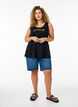 Top en coton avec forme en A, Noir, Model image number 1