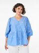 Blouse en coton brod&eacute;e de fleurs et fermeture boutonn&eacute;e, Bleu Clair, Model image number 0