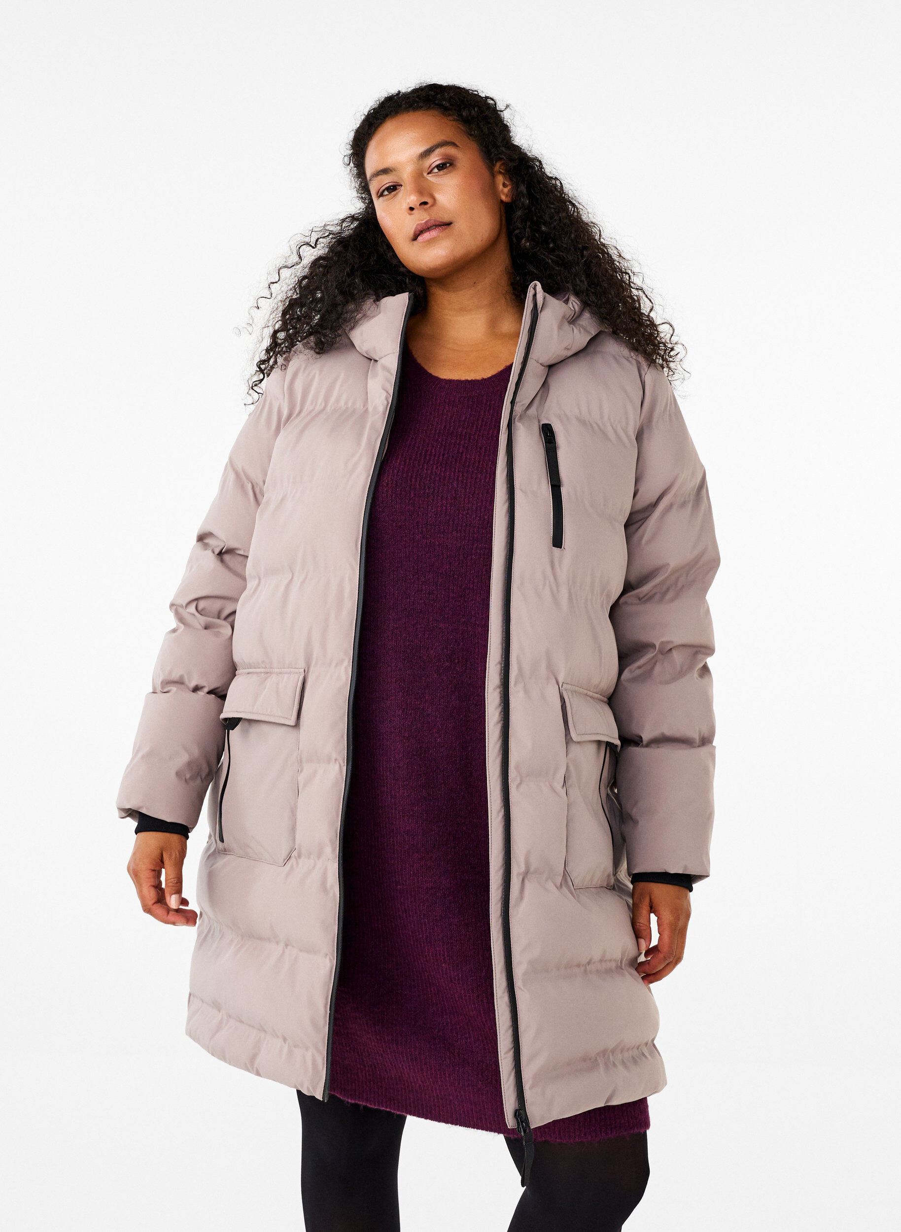 ZizziDoudoune avec capuche et poches, Beige, Model image number 0