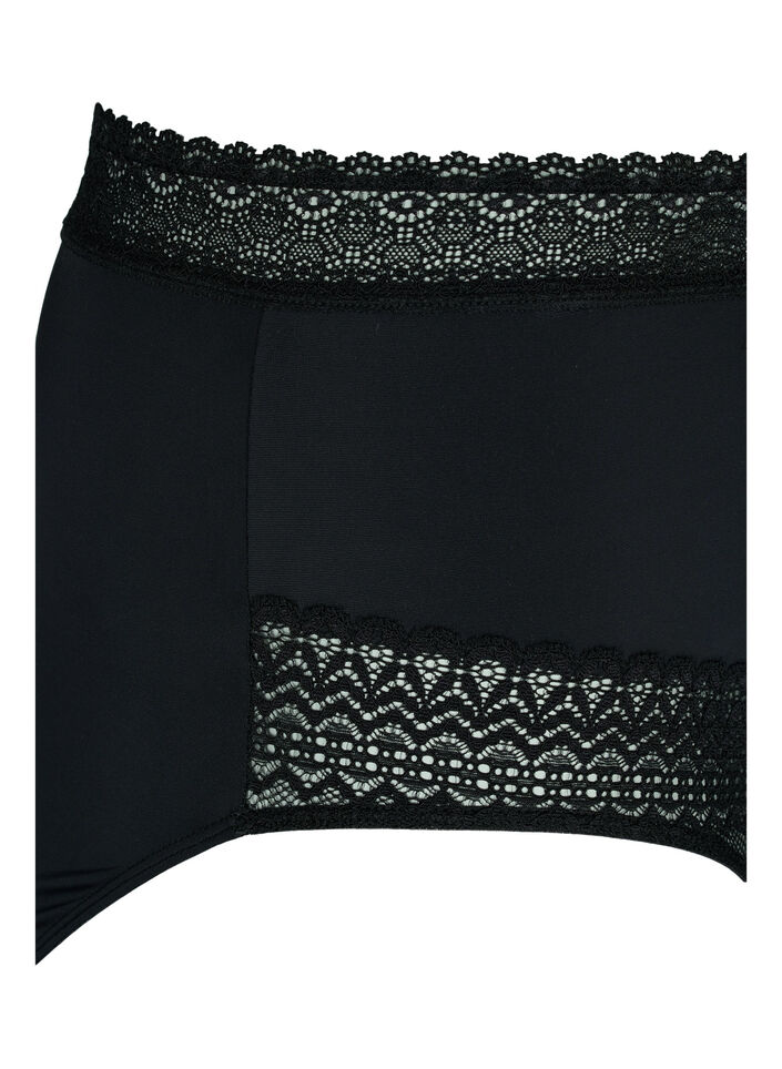 Culotte taille haute à détails en dentelle, Black, Packshot image number 3