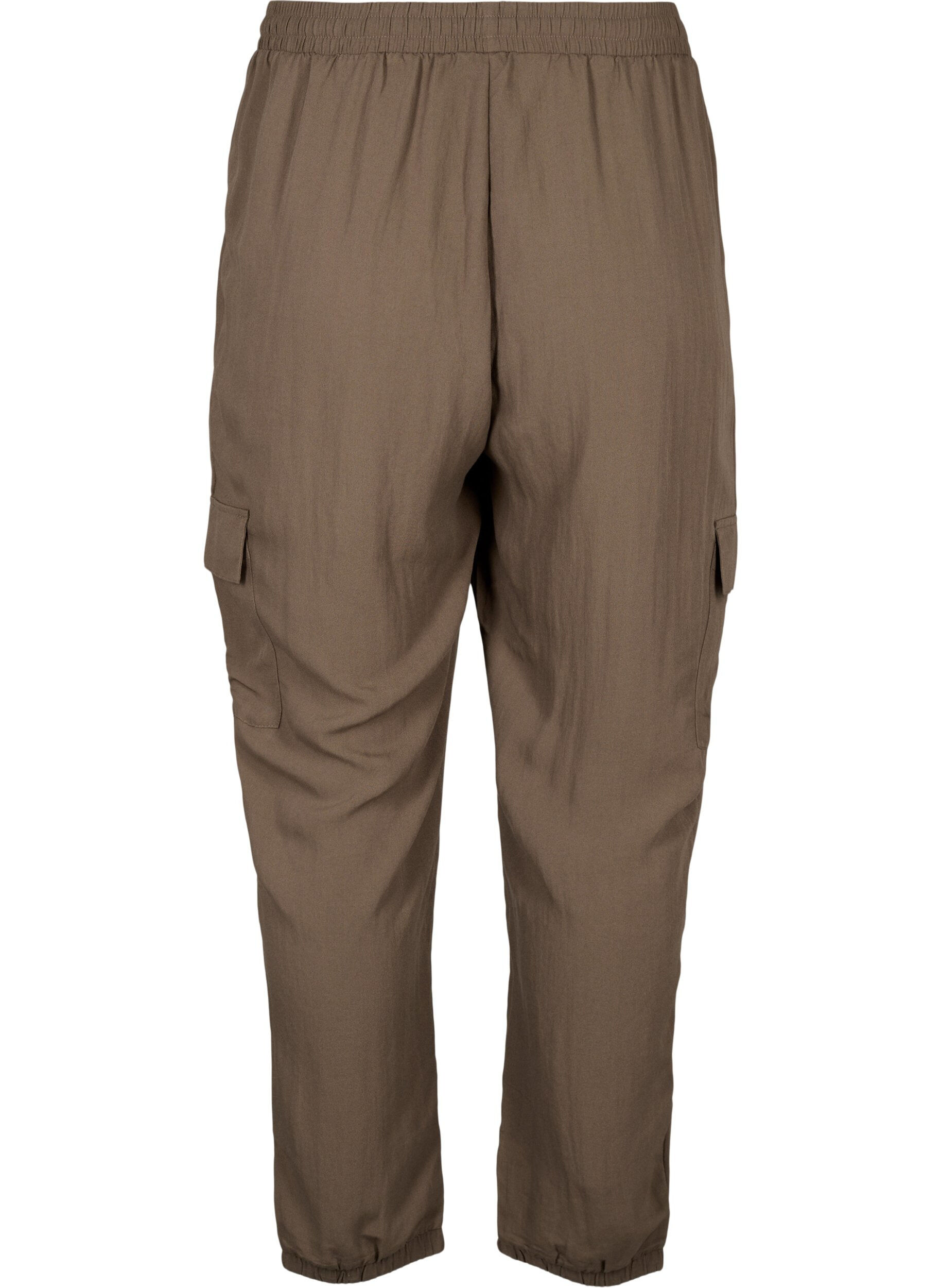 Zizzi Pantalon ample en viscose avec grandes poches, Chocolate Chip, Packshot image number 1