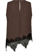 Top &agrave; carreaux avec bordure asym&eacute;trique en dentelle, Marron, Packshot image number 1