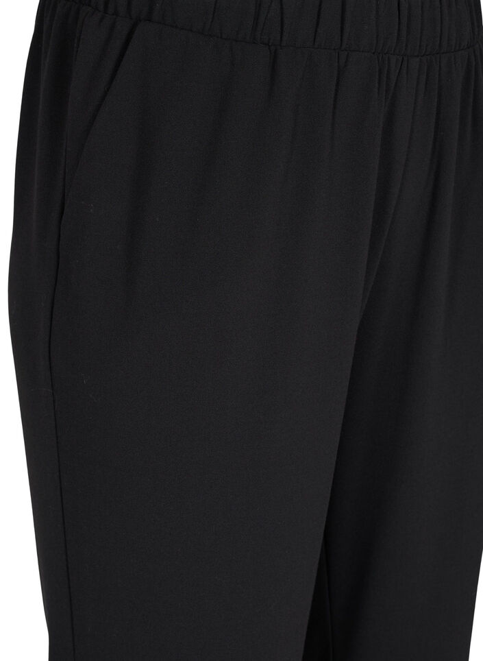 Pantalon &eacute;vas&eacute; avec taille &eacute;lastiqu&eacute;e, Noir, Packshot image number 2