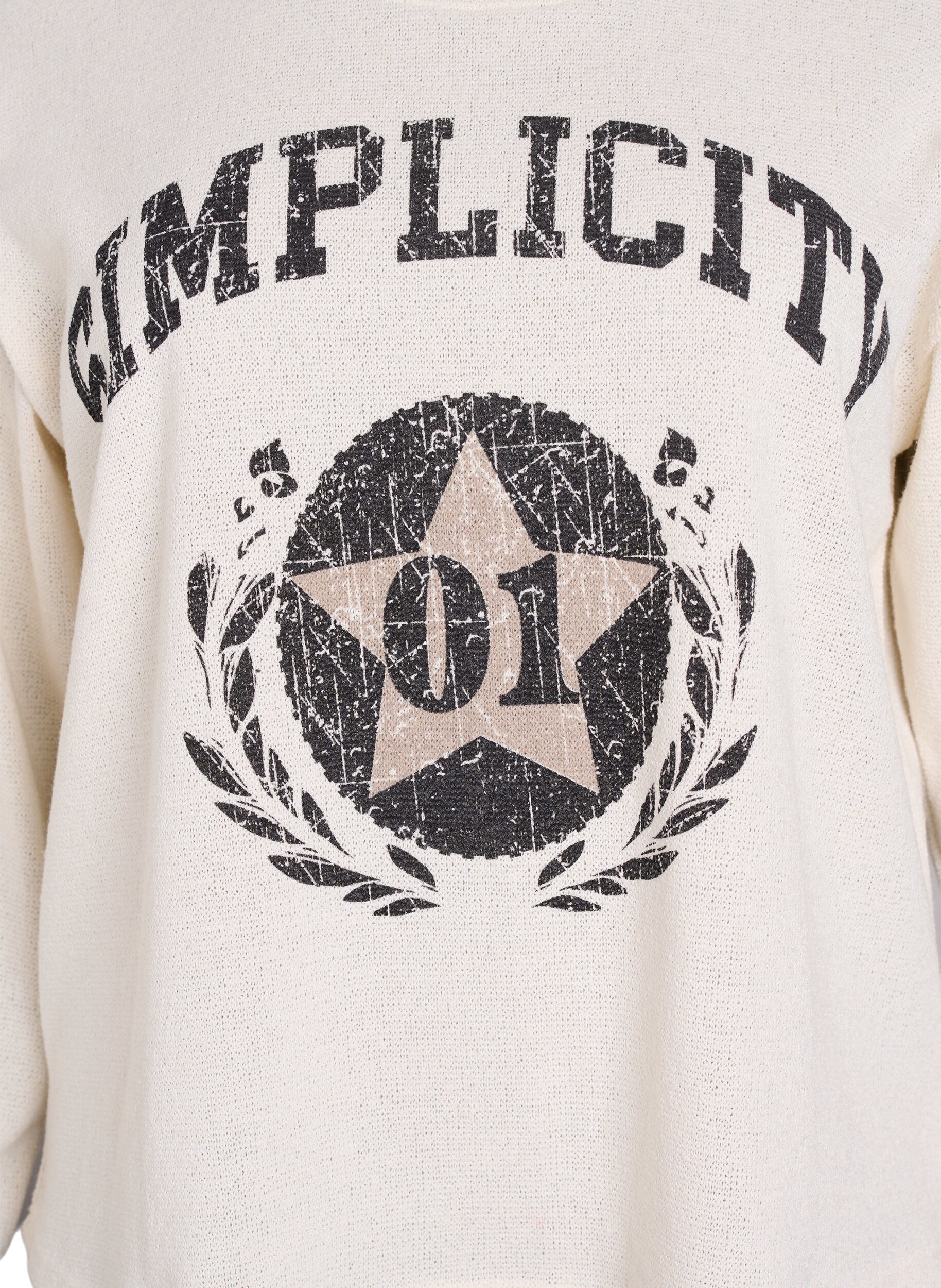 Zizzi Sweatshirt en jersey structur&eacute; avec imprim&eacute; sur le devant, Beige, Packshot image number 2