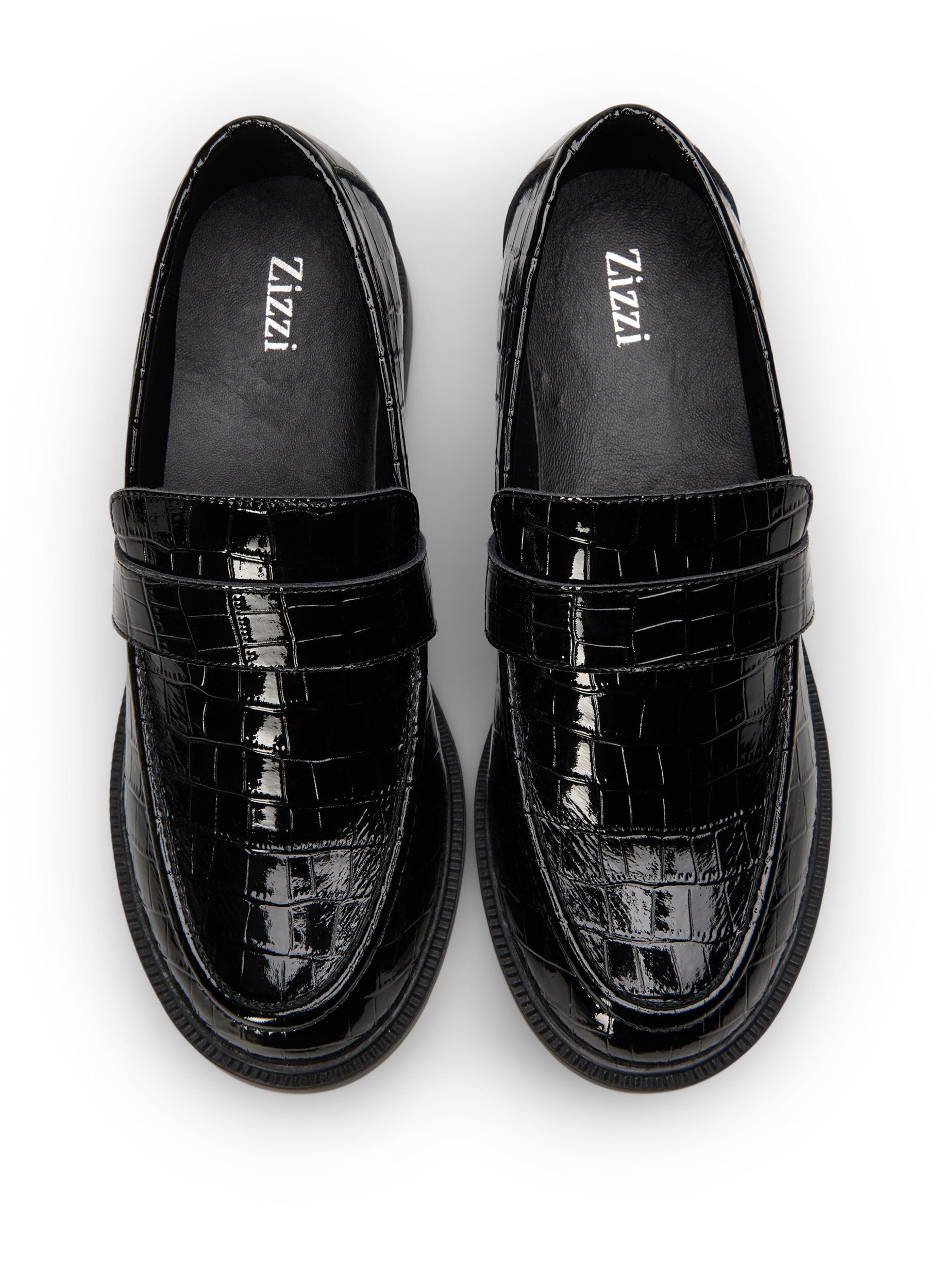 Zizzi Mocassins croco larges en cuir, Black, Packshot image number 2