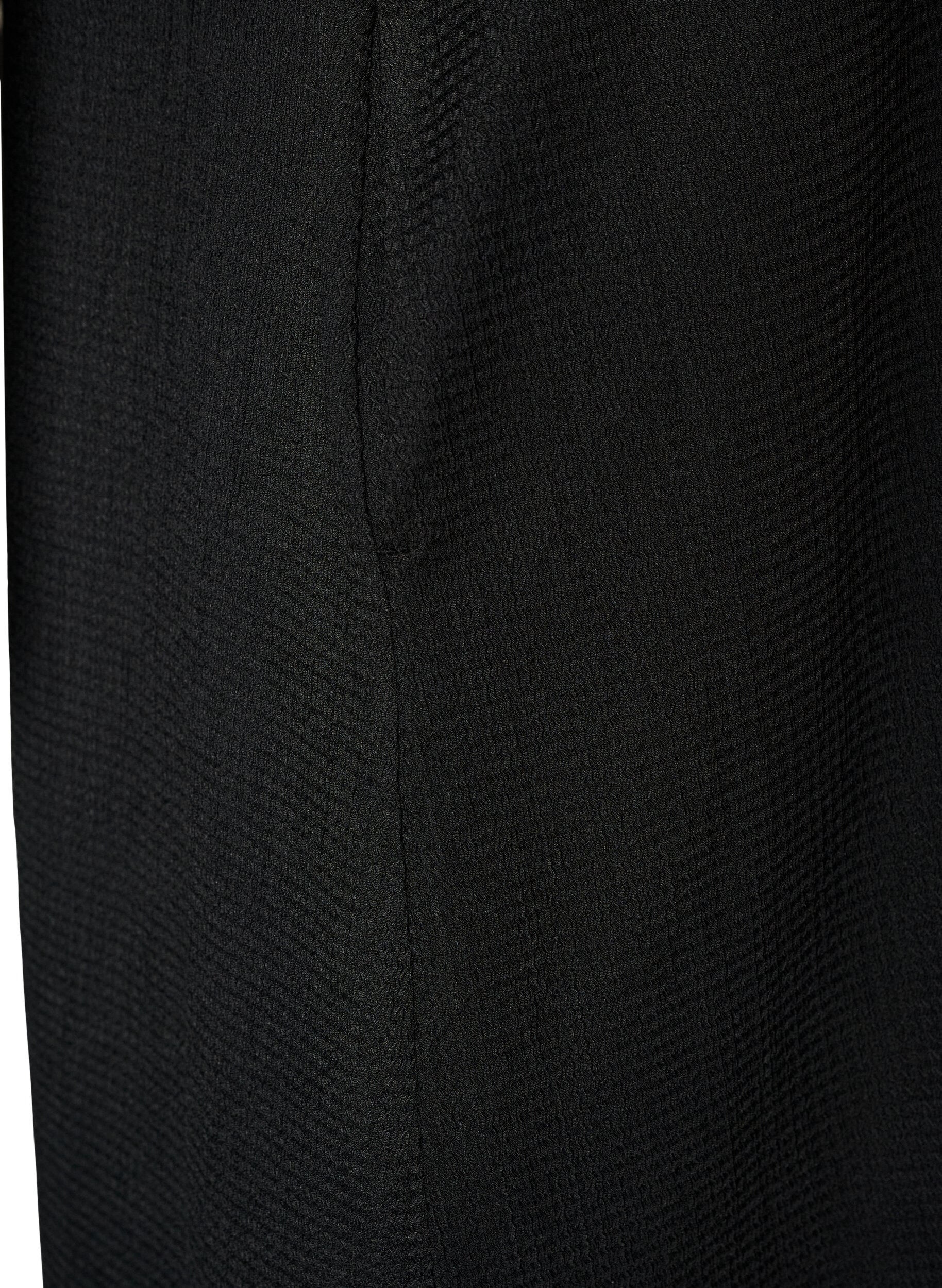 ZizziRobe midi avec col en V et texture, Noir, Packshot image number 3