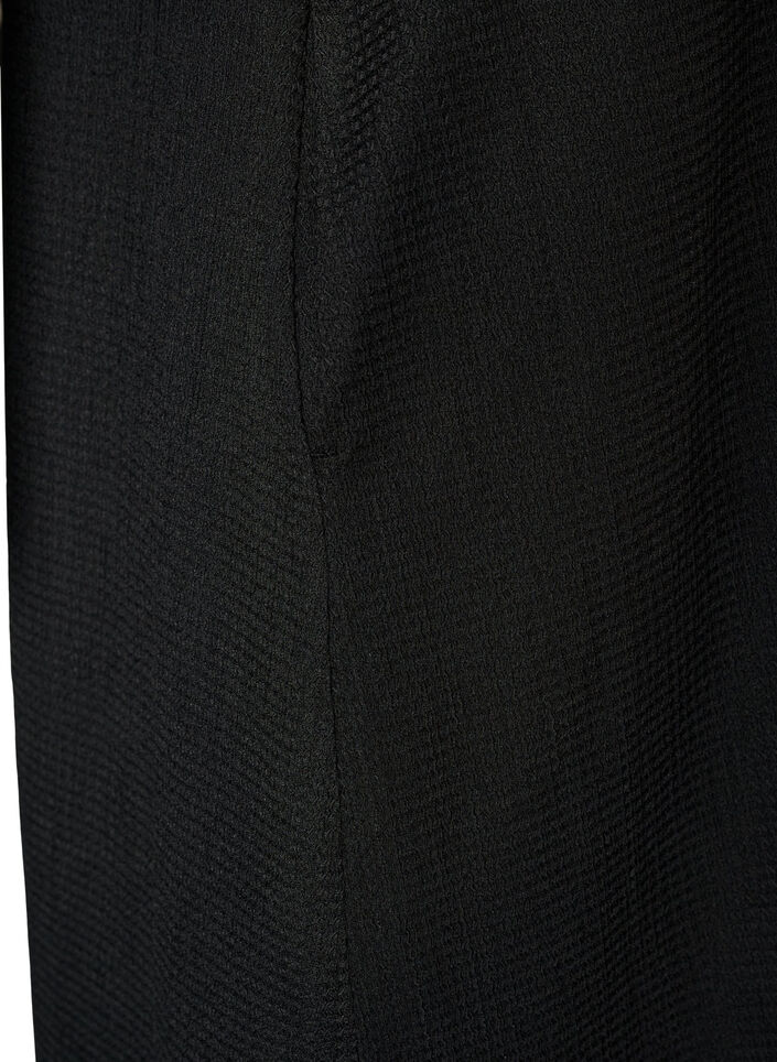 Robe midi avec col en V et texture, Noir, Packshot image number 3