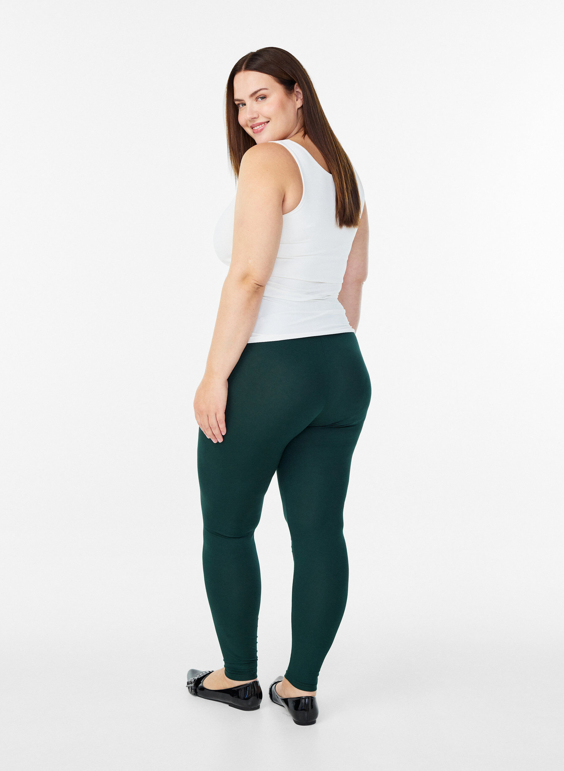 ZizziLeggings basiques en viscose, Vert fonc&eacute;, Model image number 2